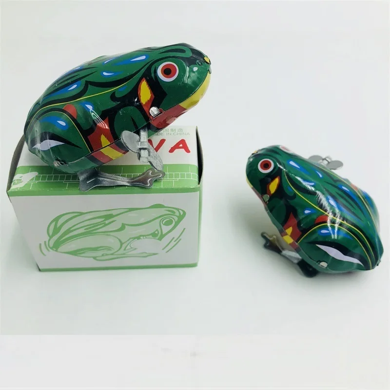 Educational Toy Wind Up Animal Jumping Frog Retro Classic Clockwork Tin Gift 