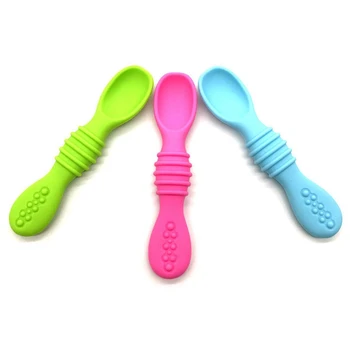

Solid Color New Style Infants Feeding Baby Slip-Resistant Spoon Safety Infant Sucker Spoon Tableware Random Color