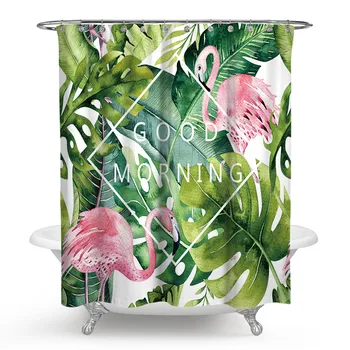 

Flamingo Pink Shower Curtains Waterproof Polyester Bathroom Curtain Fabric with Hooks for Bathtub Home Decor
