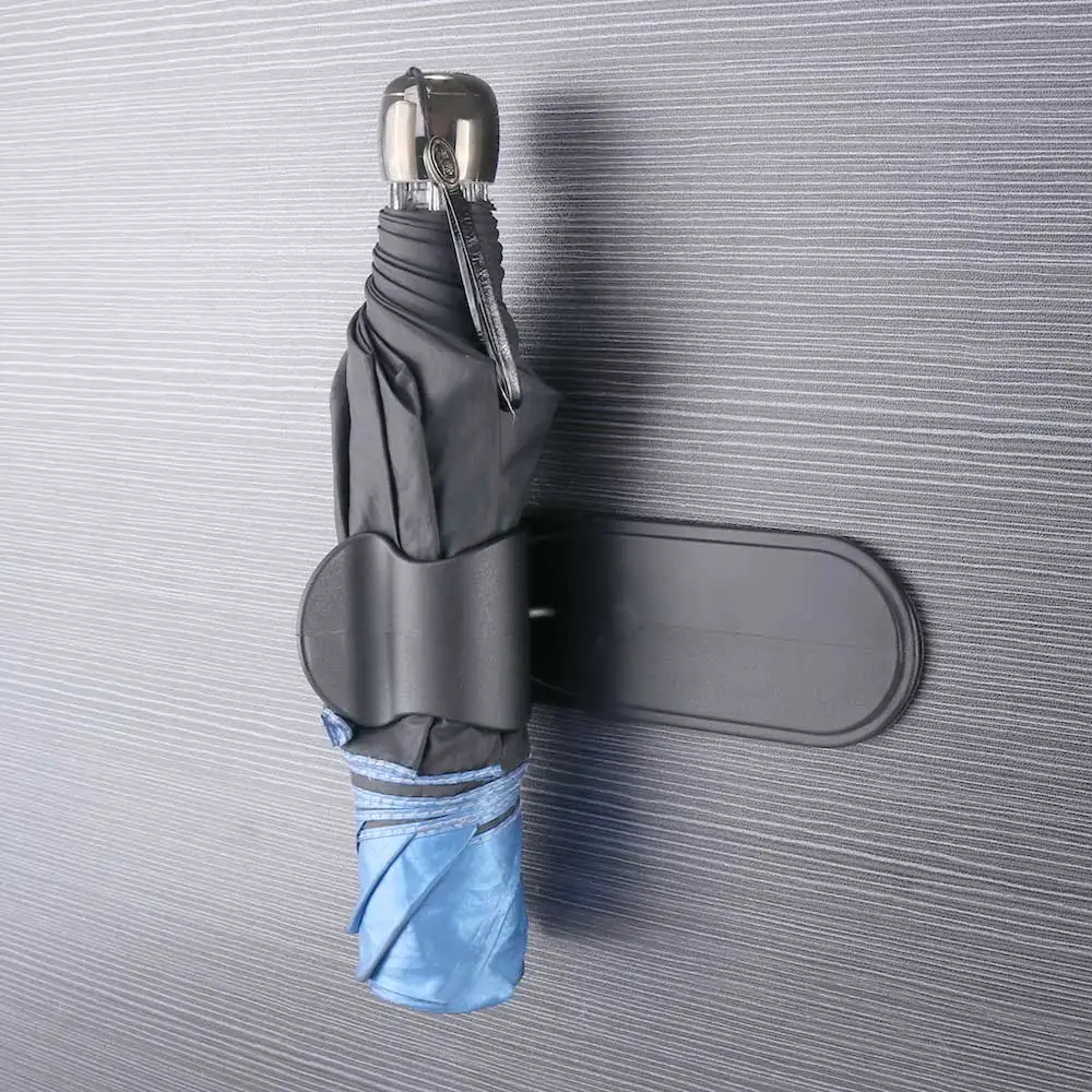 

1pc Arrival Car Umbrella Storage Rack Holder Black Self Adhesive Hanger Wall Mounted Save Space Broom Mop Holder For Car Seat