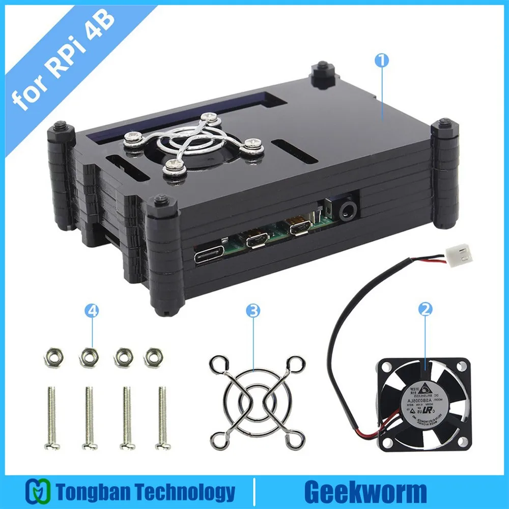 

Raspberry Pi 4 Model B Case with Cooling Fan, Acrylic Cover Shell Box for Raspberry Pi 4 Computer Model B Only