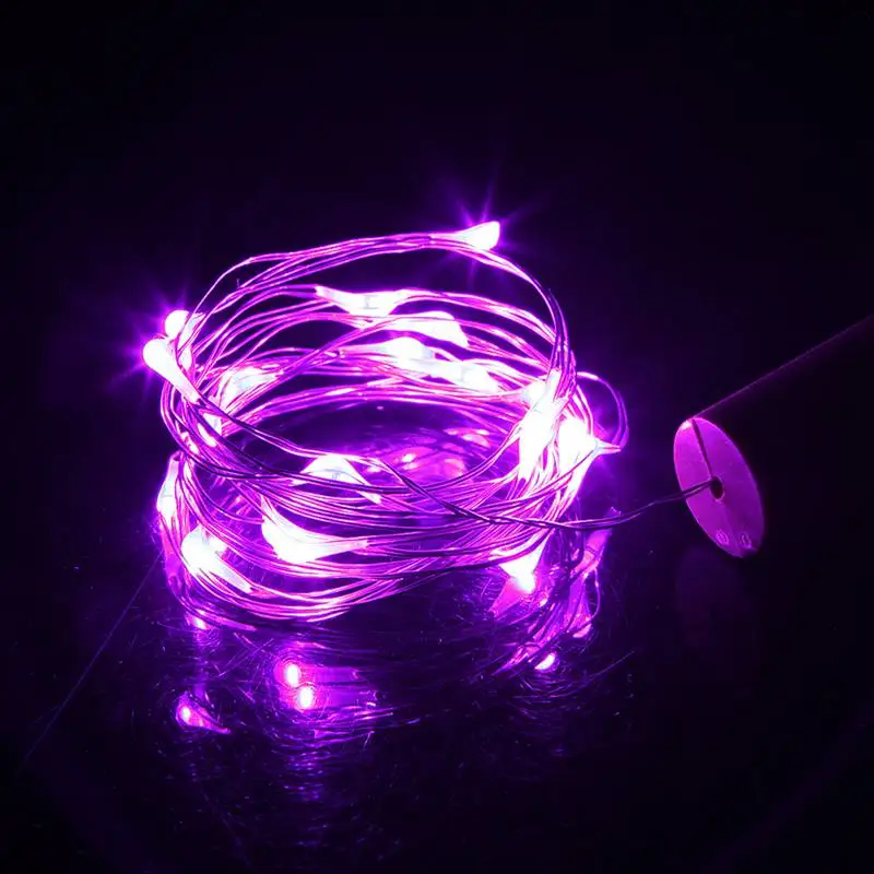 1/2m пробковая лампа для бутылки вина Пробка с индикаторными лампочками) "сделай сам" светодиодный фея гирлянды светодиодные лампы для рождественские Поддержка дропшиппинг - Испускаемый цвет: Фиолетовый