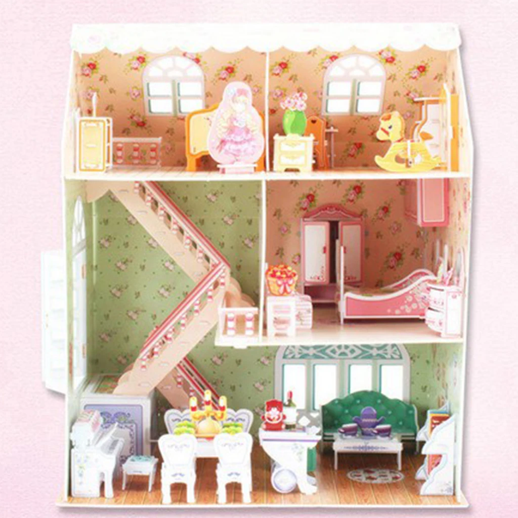 DIY Wooden Doll House Kits - European Beach Architecture House - Home Decoration - Miniature Building Toy for Children Birthday