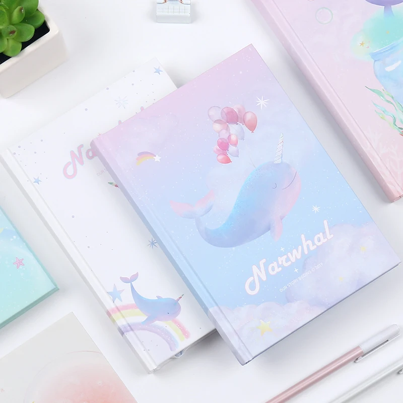 Our Story Begins Dream Narwhal Hardcover Notebook A5 Notepad Diary Horizontal Line Notebook 1PCS