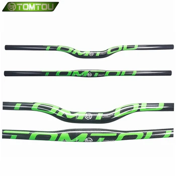 

TOMTOU Carbon Fibre Bicycle Bars 31.8mm Flat Handlebar Rise Handlebar Bike MTB Parts 3K Glossy Green - TO006