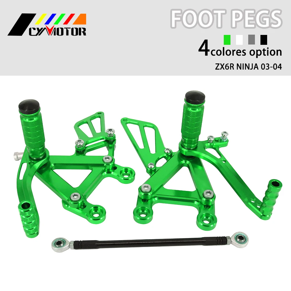 For Kawasaki NINJA ZX6R ZX636 2003 2004 CNC Silver Foot pegs Rearsets Footpeg For Kawasaki NINJA ZX6R ZX636 2003 2004 CNC Silver Foot pegs Rearsets Footpeg