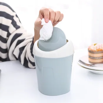 

Trash Can Desktop Mini Flip Lid Garbage Dust Bin Holder for Home Bedside Room BV789