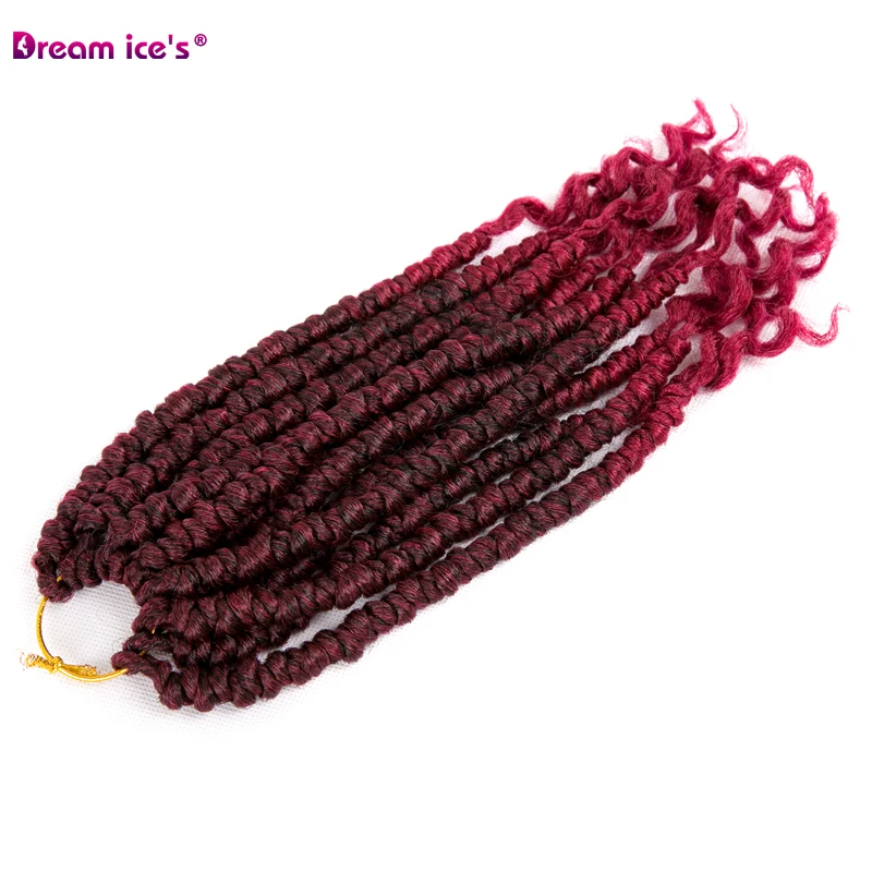 T1B/бордовый Афро синтетический Омбре Faux locs Curly вязание крючком косы волосы кудрявый плетение пучок Весна Твист волокна коса 1" 24 корней/упаковка - Цвет: T1B/бордовый