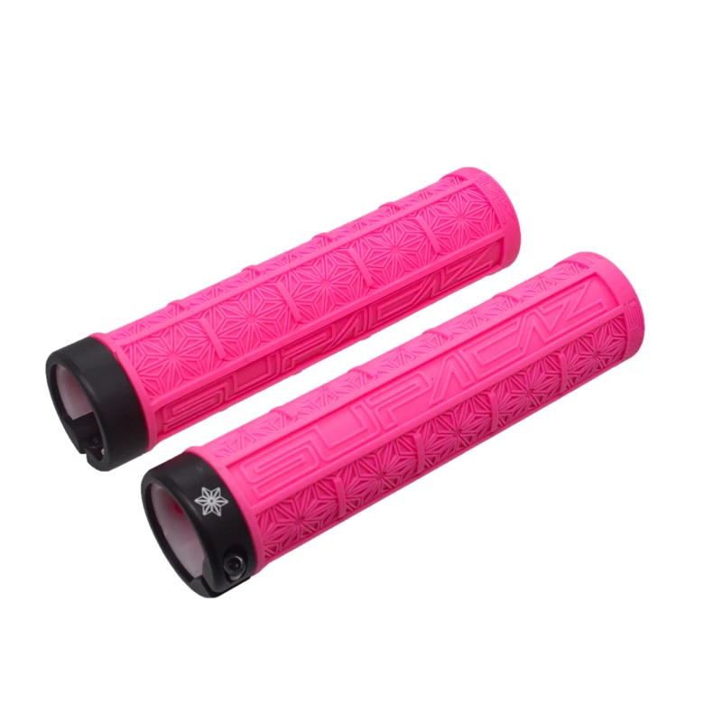 Supacaz MTB велосипедный руль набор силиконовых ручек для внедорожника односторонний замок амортизация анти-скольжение удерживающие ручки 9 цветов - Цвет: pink