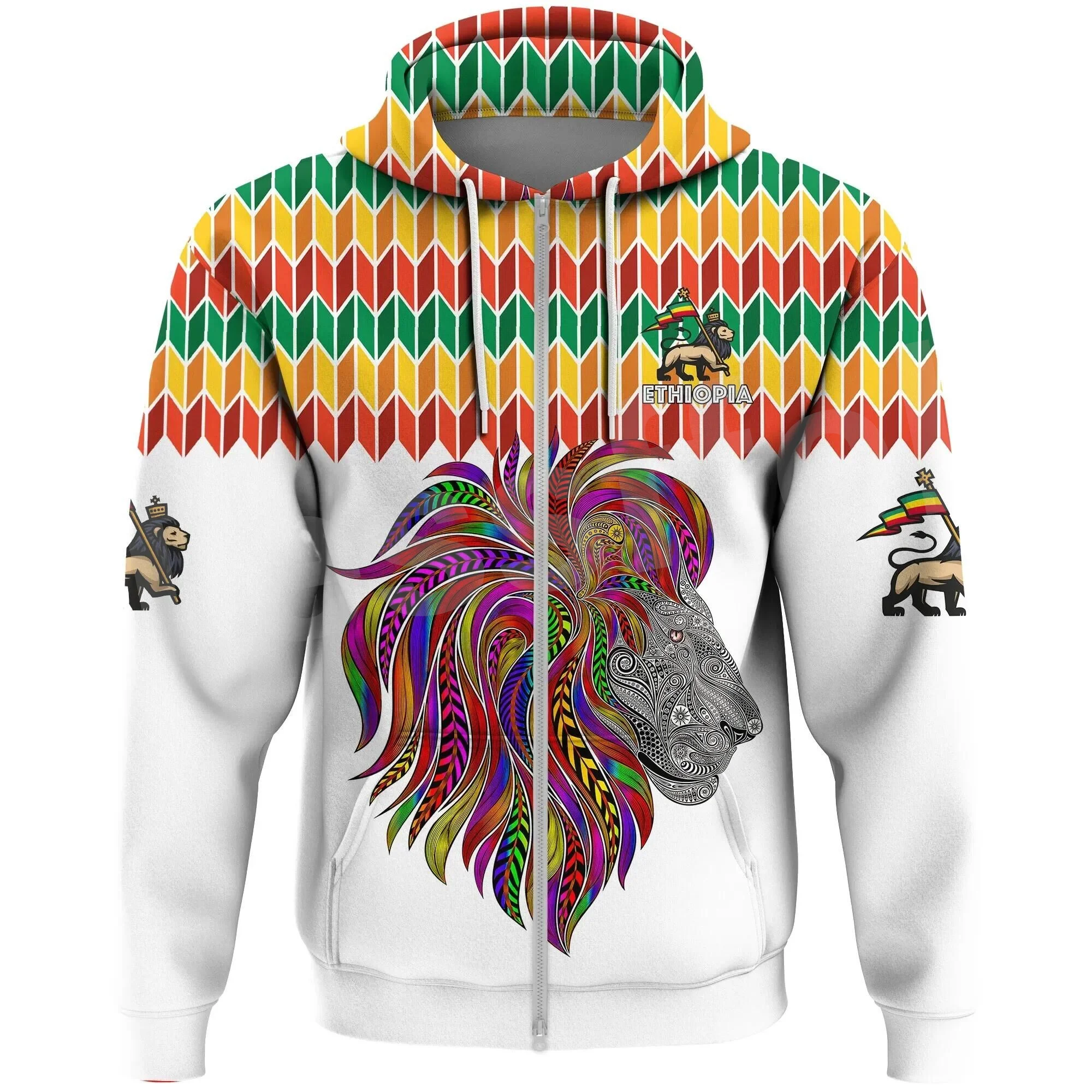 Tessffel Newest Ethiopia County Flag Africa Native Tribe Lion Long Sleeves Tracksuit 3DPrint Men/Women Harajuku Funny Hoodies B2