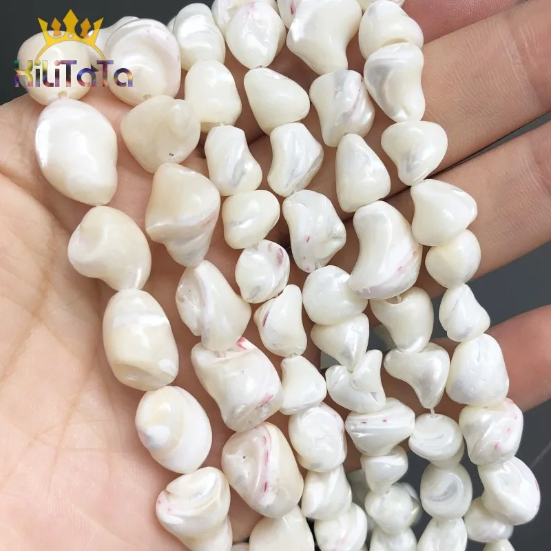 Natürliche weiße unregelmäßige Perlmutt Muschelperlen für Schmuckherstellung DIY Armband Ohrringe Halskette Zubehör 15'' 7-16mm – Detail 4