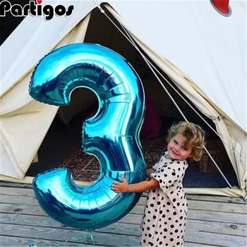 Большой размер 40 и 42 дюйма синий/розовый большой номер фольги Воздушные шары 0-9 день рождения свадьбы помолвки вечерние украшения Globos Детск...