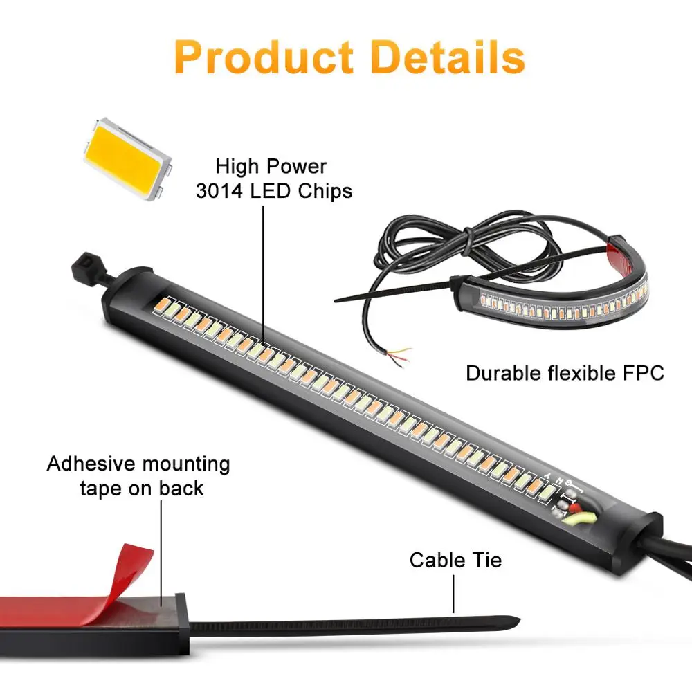 1Pc Universal LED Motorcycle Turn Signal Light & DRL Amber