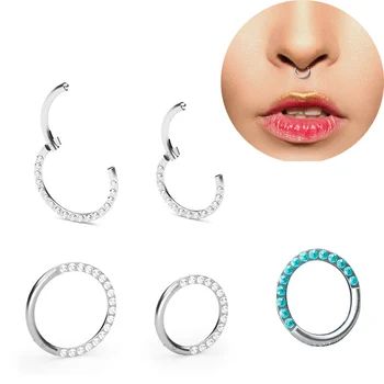 1Pc Surgical Steel 16g Nipple Clicker Ear Cartilage Tragus Helix Lip Piercing Unisex Fashion Jewelry  Hinged Segment Nose Ring