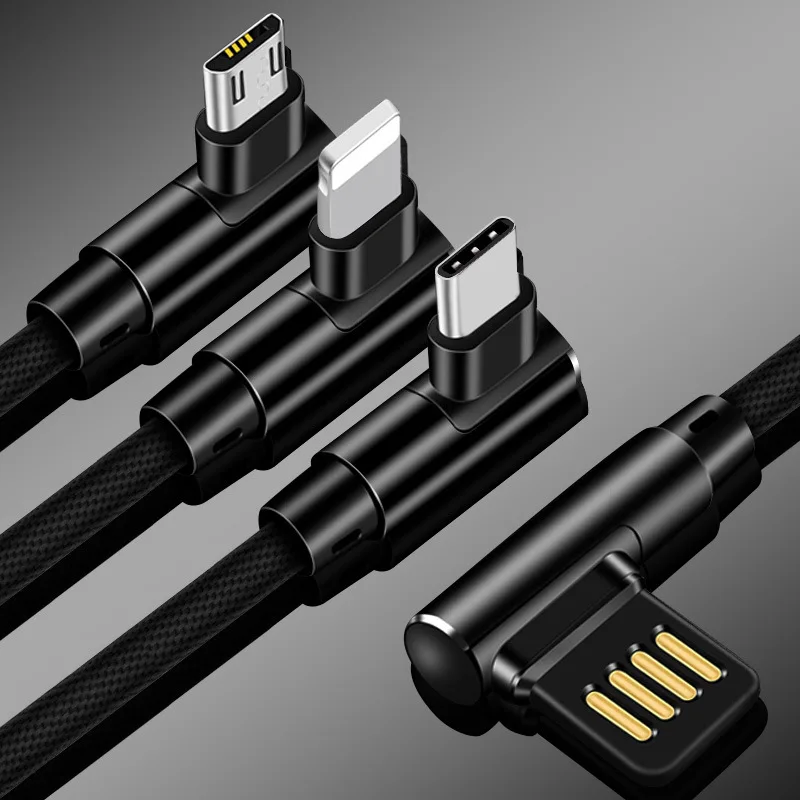 90 градусов 3 в 1 зарядный кабель несколько USB быстрое зарядное устройство шнур с