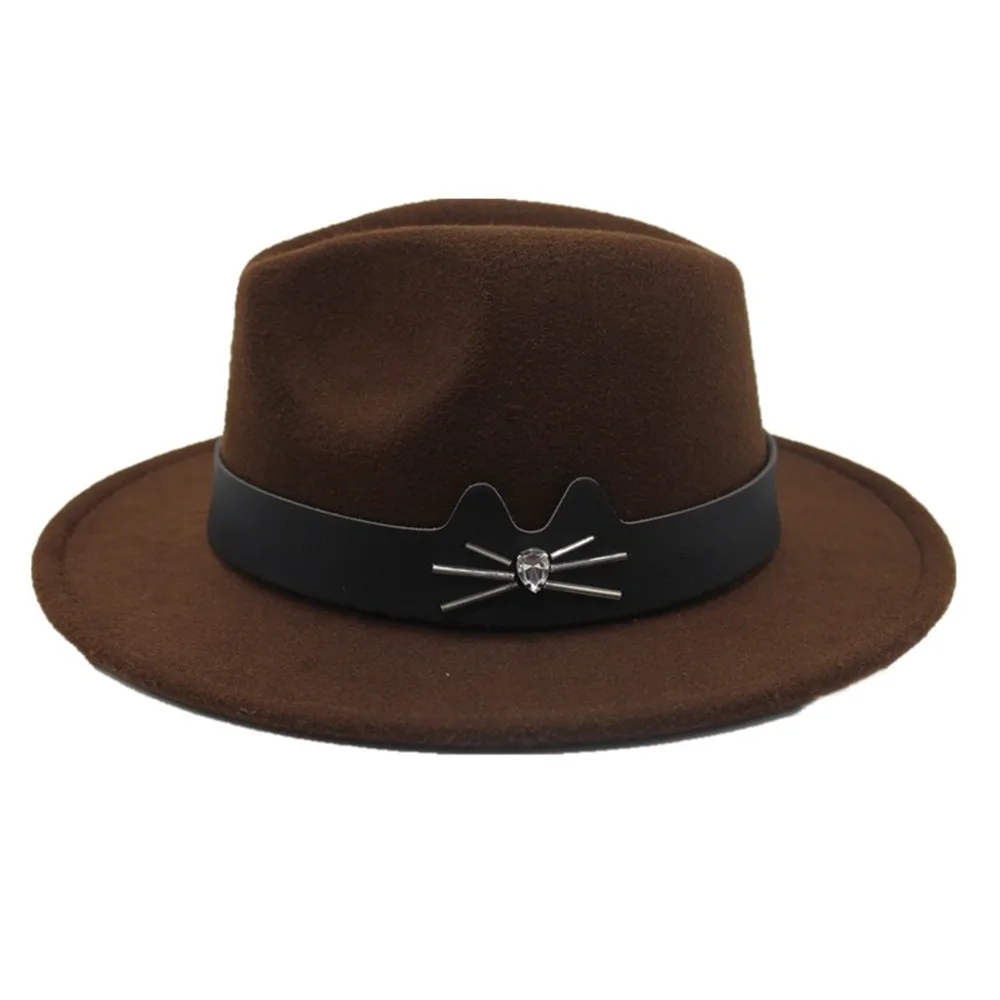 Мужская и Женская шерстяная шляпа Fedora с кожаным поясом поп мягкая фетровая шляпа Панама джазовая, шляпа размер 56-58 см