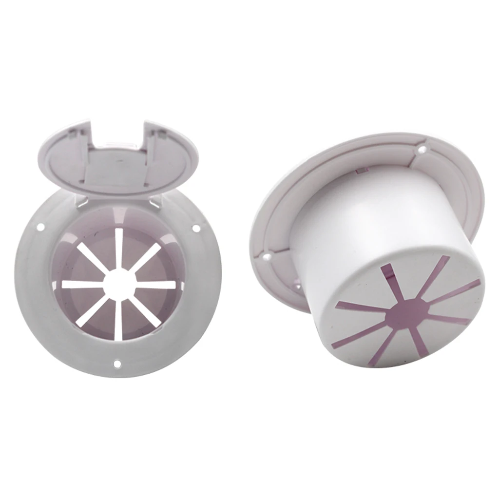 5.2 inch Round RV Camper Electrical Cable Hatch with Back, Boat Electric Power Cord Storage Hatch Flip Up Cover, White