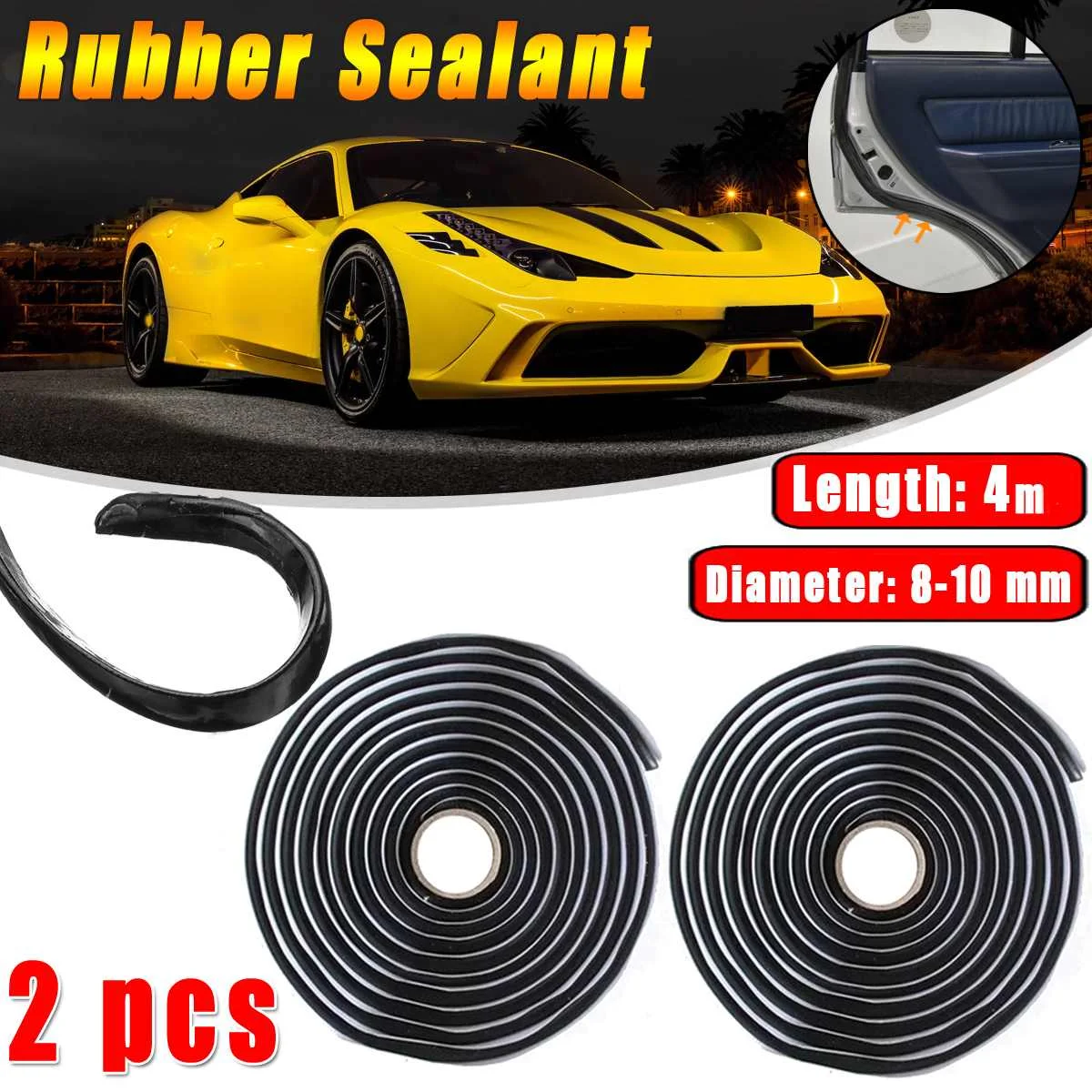 

2pcs Car Rubber Sealant 4 Meters Butyl Glue Headlight Windshield Retrofit Reseal Hid Headlamps Taillight Shield Glue Tapes