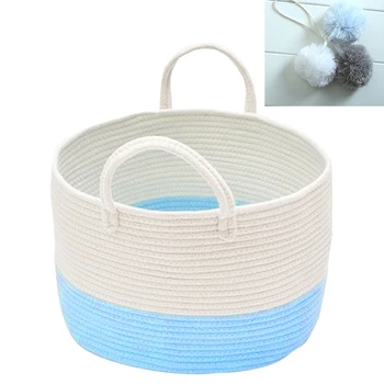 

Foldable Toys Natural Home With Handle Decorative Cotton Rope Woven Laundry Holder Clothes Hamper Storage Basket Large Capacity