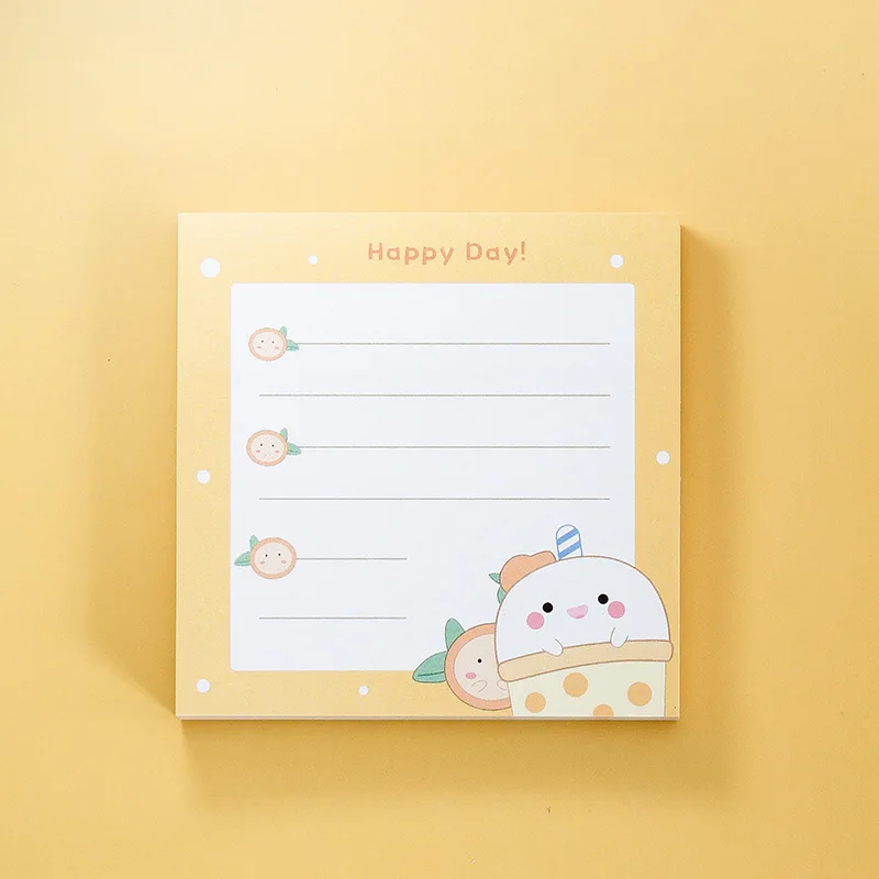 80Page Korean Notebook INS Wind Cartoon Animal Fruit Girl Pattern Horizontal Line Memo Pads Color N Message Cute Sticky Notes