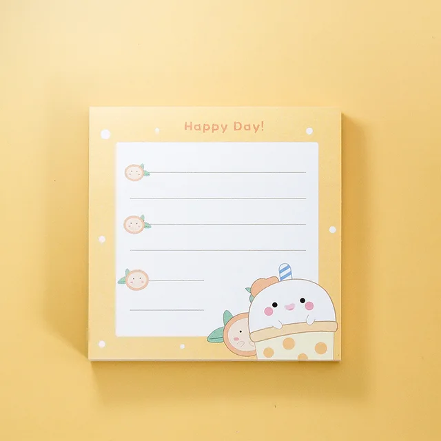 80Page Korean Notebook INS Wind Cartoon Animal Fruit Girl Pattern Horizontal Line Memo Pads Color N Message Cute Sticky Notes 10 Milk tea square