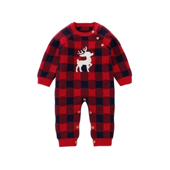 

Autumn Baby Clothes Girl Boy Casual Romper Infant Plaid Elk Print Long Sleeve Children Rompers Jumpsuit Outfit Baby Girl Clothes