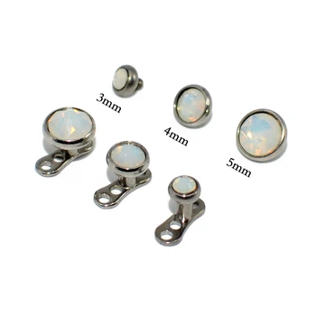 

CHUANCI 1Pc Titanium With Snow Opal CZ Gem Flat Top Dermal Anchor Skin Diver Implants Body Piercing Jewelry