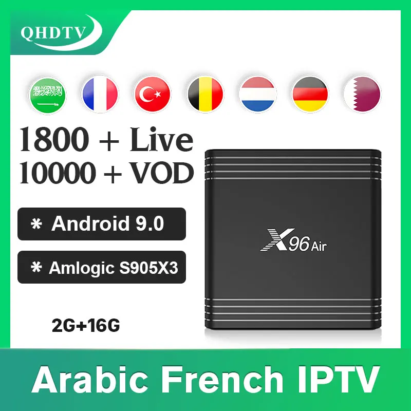 

IPTV French Arabic X96 Air android 9.0 box 2G16G with 1 year qhdtv Nederlands Dutch Spain Iptv Subscription IPTV French