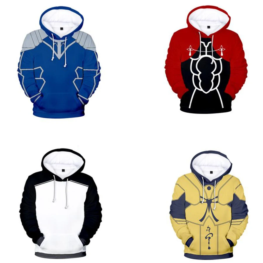 

Japan Anime Fate Stay Night Cosplay Costume Saber Altria Pendragon Gilgamesh Archer Emiya Shirou Unisex 3D Hoodies Sweatershirts