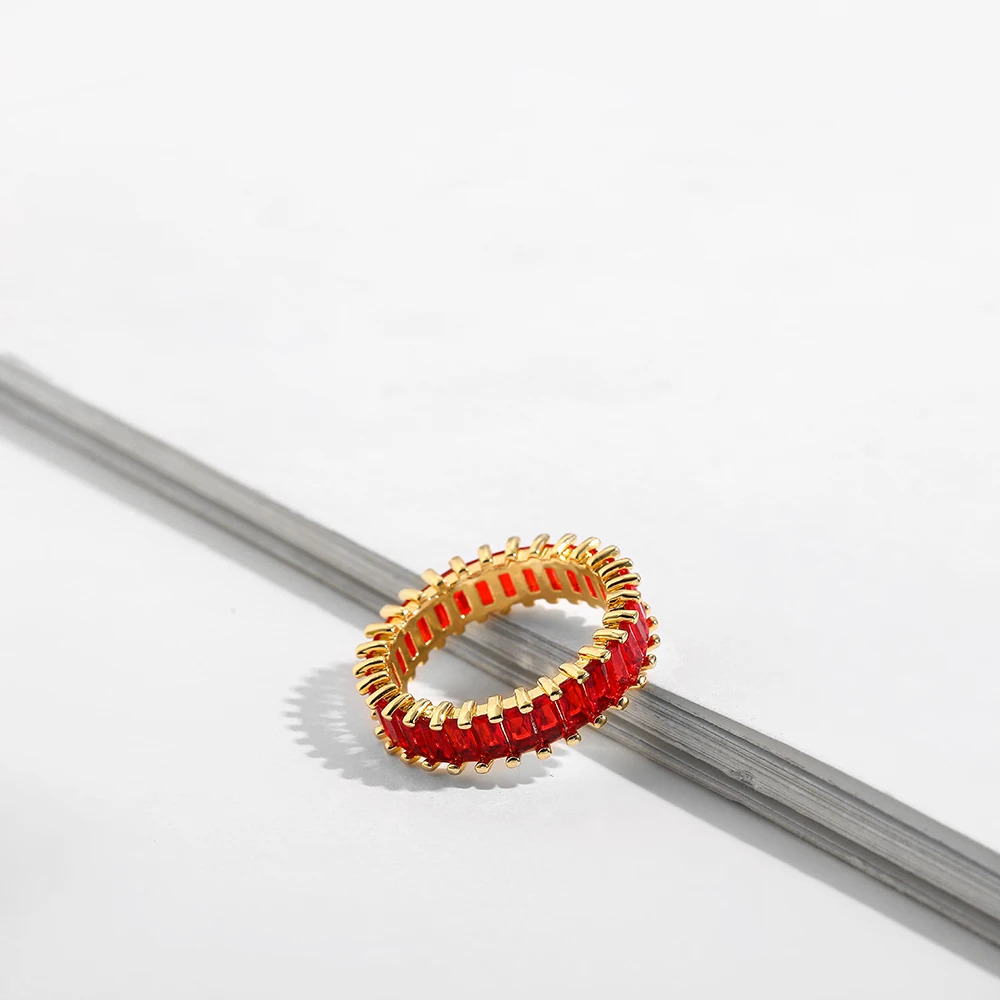 New Trendy CZ Zircon Gold Color Metal Rings for Women Luxury Multicolor Stone Engagement Rings Wedding Bands Jewelry Lover Gifts