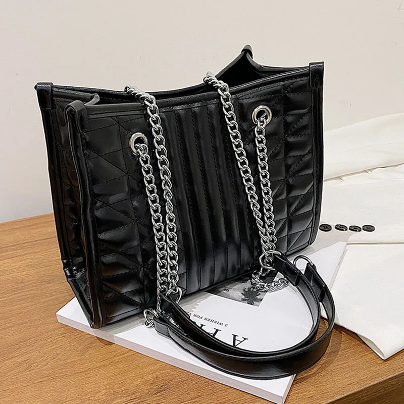 Большие сумки на одно плечо для женщин простые тоуты стеганая Женская