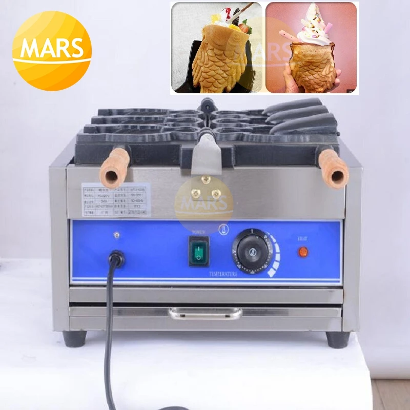 Коммерческий аппарат для мороженого рыбы Taiyaki антипригарный 220В 110В вафельные
