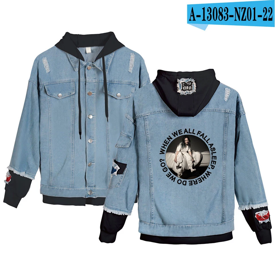 FRDUN TOMMY Billie Eilish Jacket Denim jacket coat Fashion Women/men Spring Autumn Casual Denim Basic Jackets - Цвет: As shown