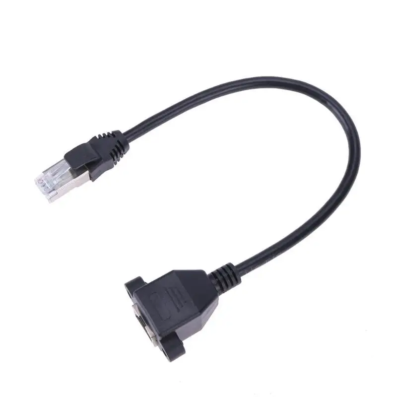 

30cm RJ45 Cable Male to Female Screw Panel Mount Network Extension Cable cord wire Support 10M/100M network