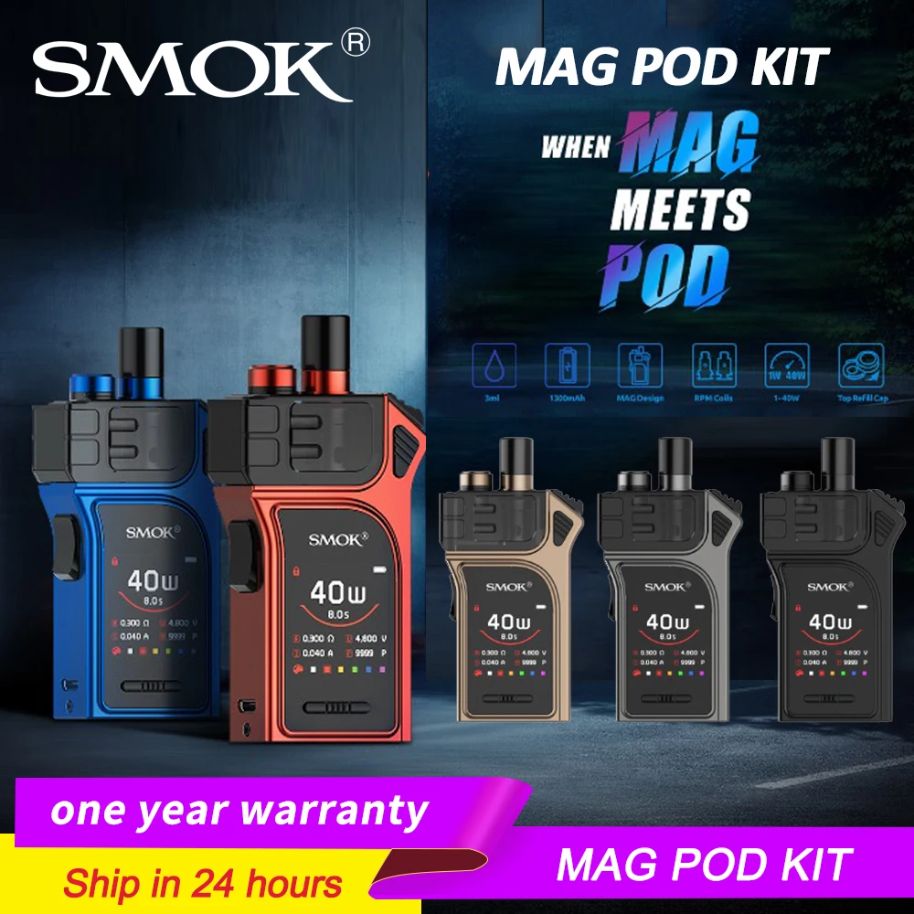 Оригинальный набор SMOK MAG Pod 40 Вт Мощность об/мин сетка катушка встроенный 1300 мАч
