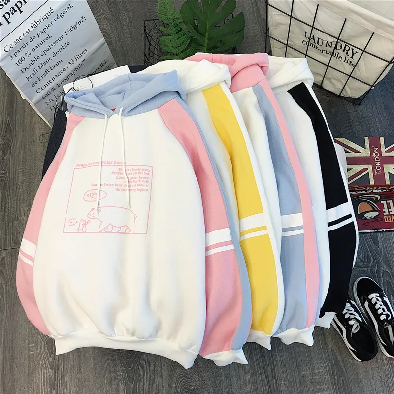 

2019 New Summer Print Drop Shoulder Hoodie Women Yellow Pullovers Spring Autumn Ladies Hooded Full Sleeve Sweatshirt