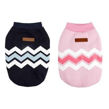 

Pet Dog Cotton Sweatshirt For Cold Weather Striped Dog Long Sleeve Warm Leisure Clothes French Bulldog Yorkshire Terrier Clothes