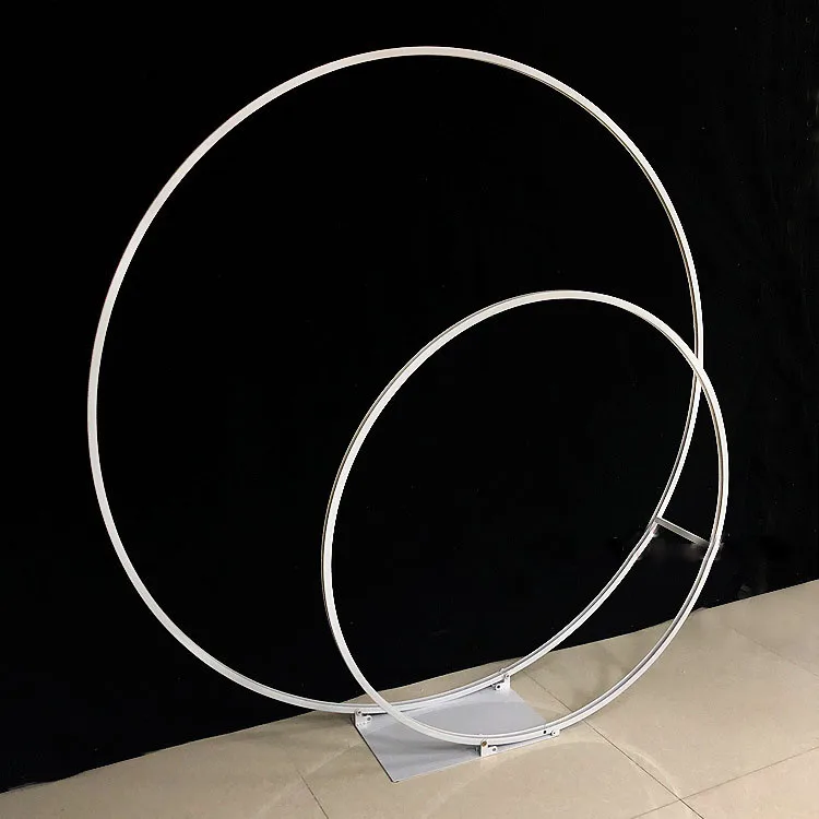 Wedding props wrought iron concentric round arches wedding decor double ring arch flower T platform stage backdrop layout 2pcs