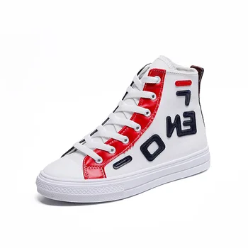 

Classic Canvas Shoes Thick-soled Casual Shoes Women's Comfort Trend Women's Shoes New Flat Heel Lace Up Colorblock High-Top Shoe