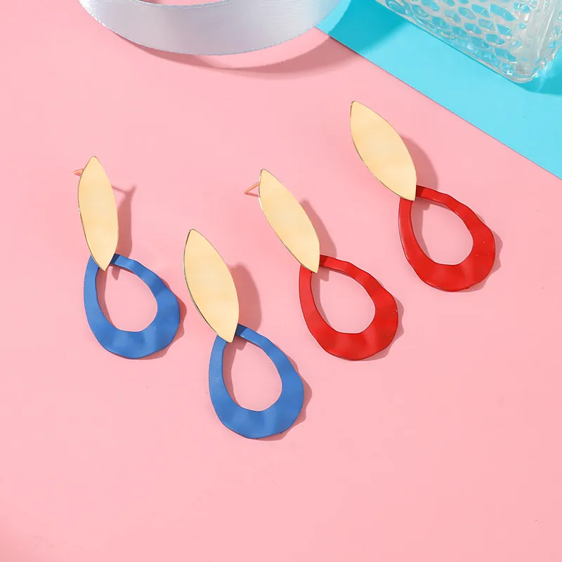 

Fashion Oval Sequin Dangle Earrings for Women Red Blue Gold Statement Personality Female Boho Simple Jewelry Modern Gift