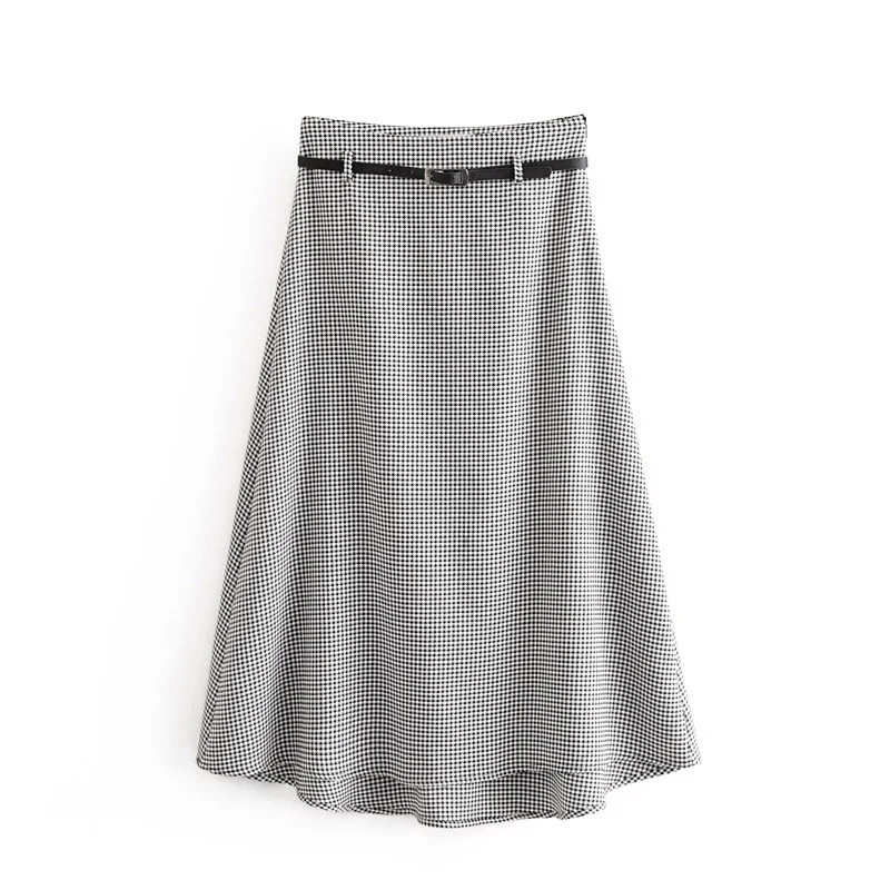 Модная новая весенняя Осенняя юбка миди, винтажная английская Стильная Офисная Женская клетчатая длинная юбка в ломаную клетку