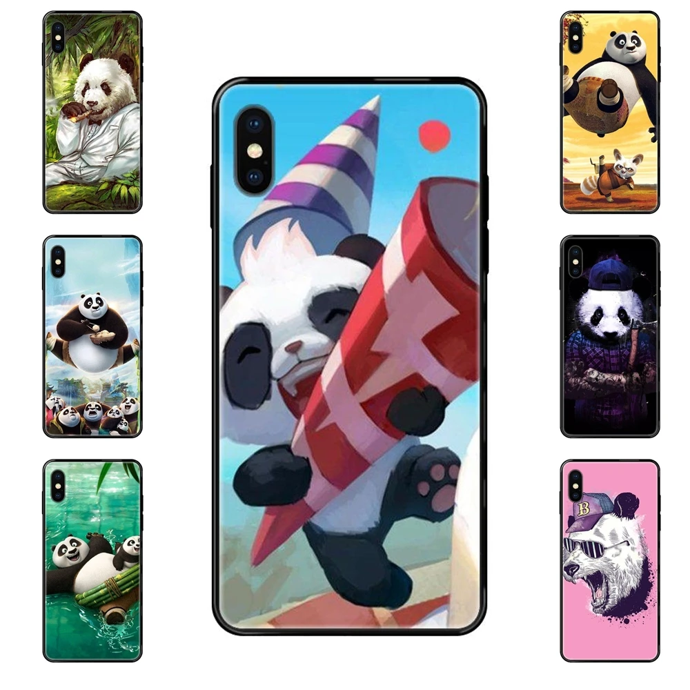 Черный мягкий чехол из ТПУ дешевый с милым рисунком панды для Samsung Galaxy S20 S10e S10 S9 S8 S7