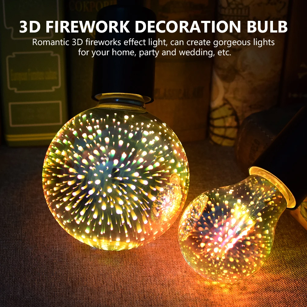 3D E27 волшебная лампа визуальные ночные огни фейерверк атмосфера светодиодная для