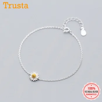 

Trustdavis 100% 925 Sterling Silver Fashion Minimalist Romantic Marguerite Flower Bracelet for Women Girl Fine Jewelry DS1119