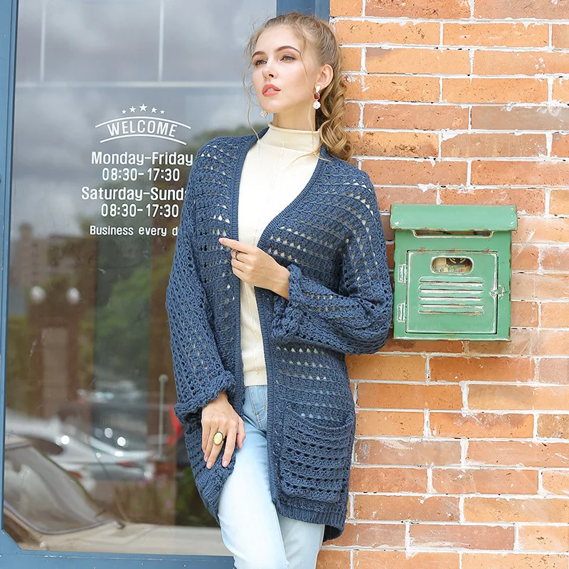 

New Fashion Autumn Winter Ladies Knitted Cardigan Mujer V Neck Hollowing Solid Simple Women Sweater Coats 2020 Jersey Mujer