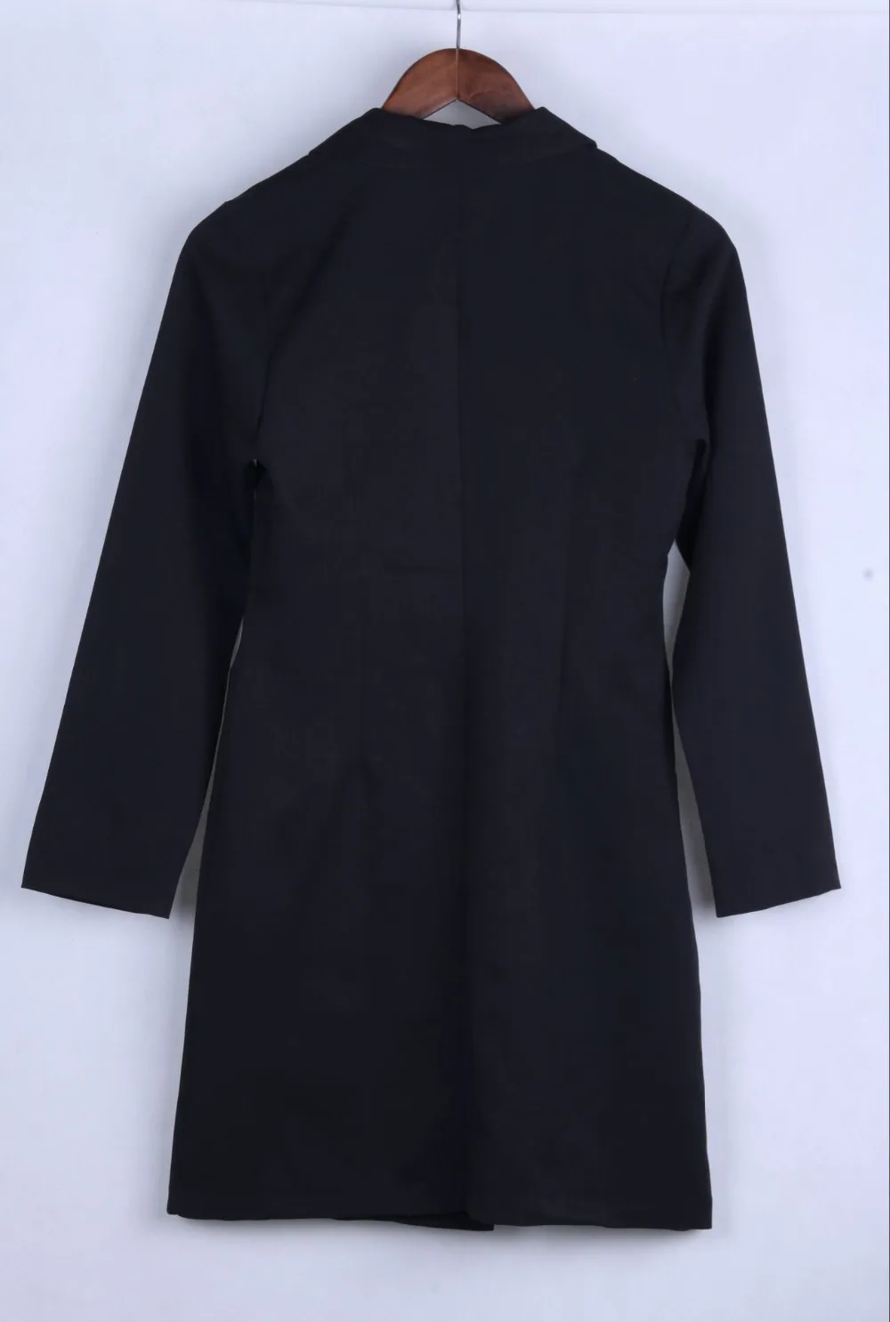 Двубортный однотонный пиджак с v-образным вырезом тонкий жакет Женский Осенний длинный формальный пиджак с длинным рукавом платье для офисных леди