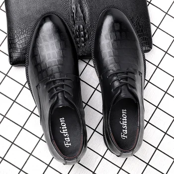 

mens formal shoes genuine leather oxford Heightened Shoes for men italian dress shoes business wedding shoes laces brogues Shoes