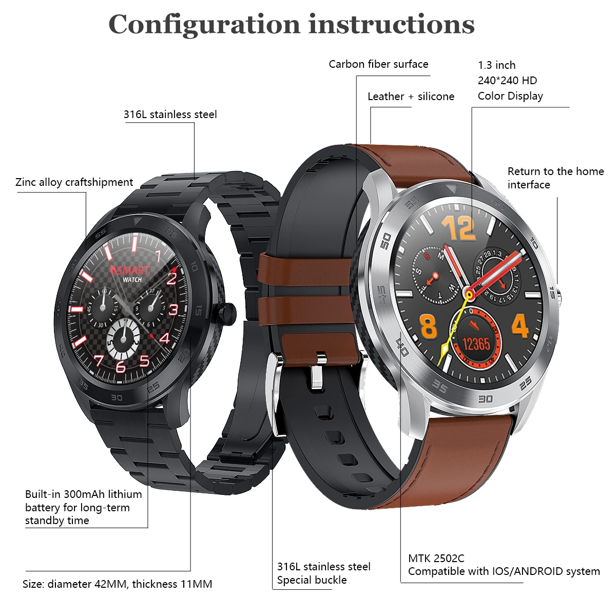  LYKRY DT98 Bluetooth Call Smart Watch Full Screen Touch IP68 Waterproof PPG Heart Rate Blood Pressu - 4000144806596