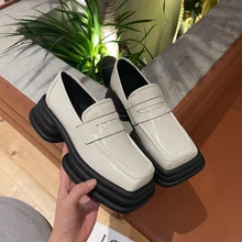 

Women Autumn Platform Flats Ladies Kawaii Square Toe Oxford Shoes Female Thick Bottom Mary Janes Loafers Casual Plus Size