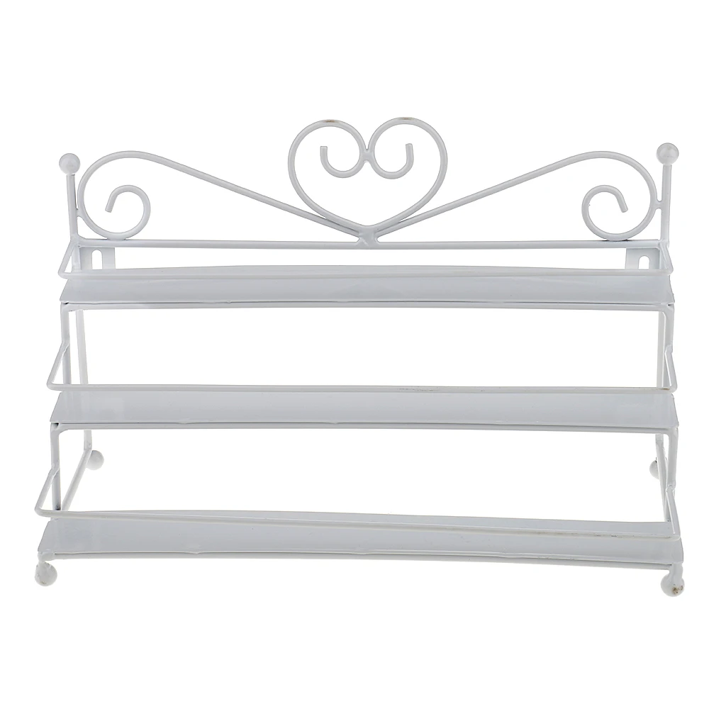 3 Tiers Metal Heart Design Cosmetic Nail Polish Display Rack Wall Mounted Tabletop Organizer Holds Up to 24 Bottles